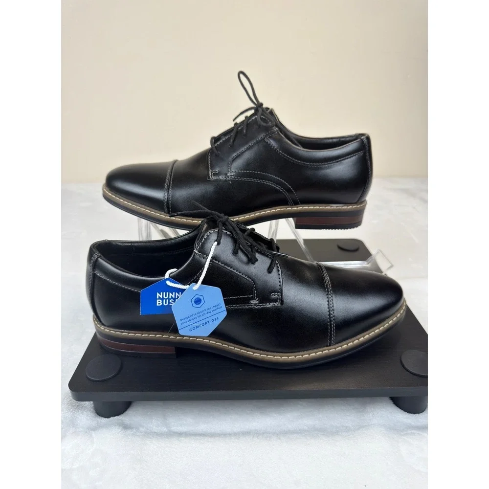 Nunn Bush Westfield Mens Black Cap Toe Oxford Dress Shoes Size 10 M New Gel Work